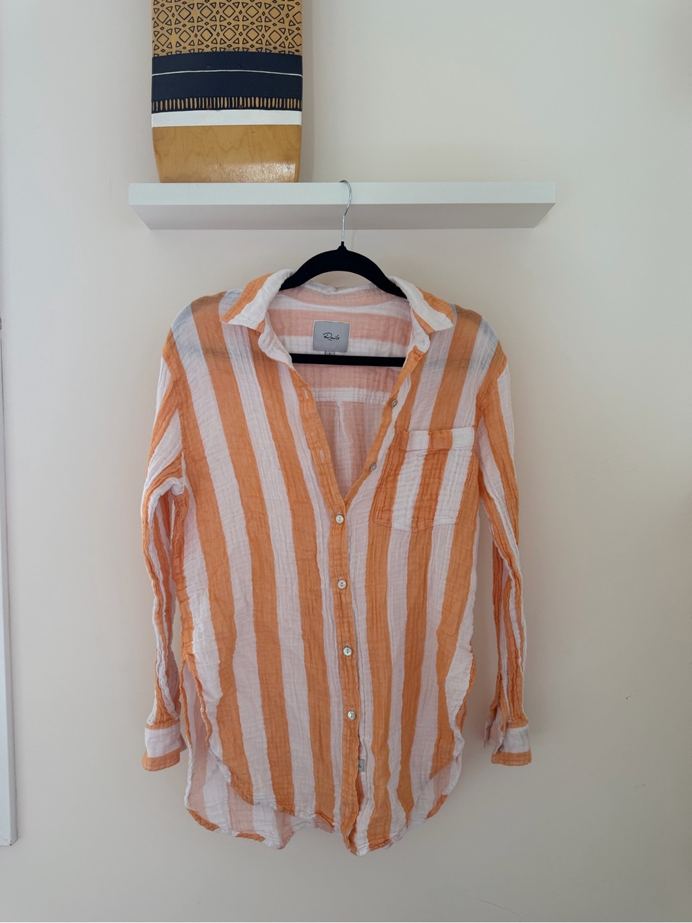 Rails Orange and White Striped Casual Button-Down Shirt